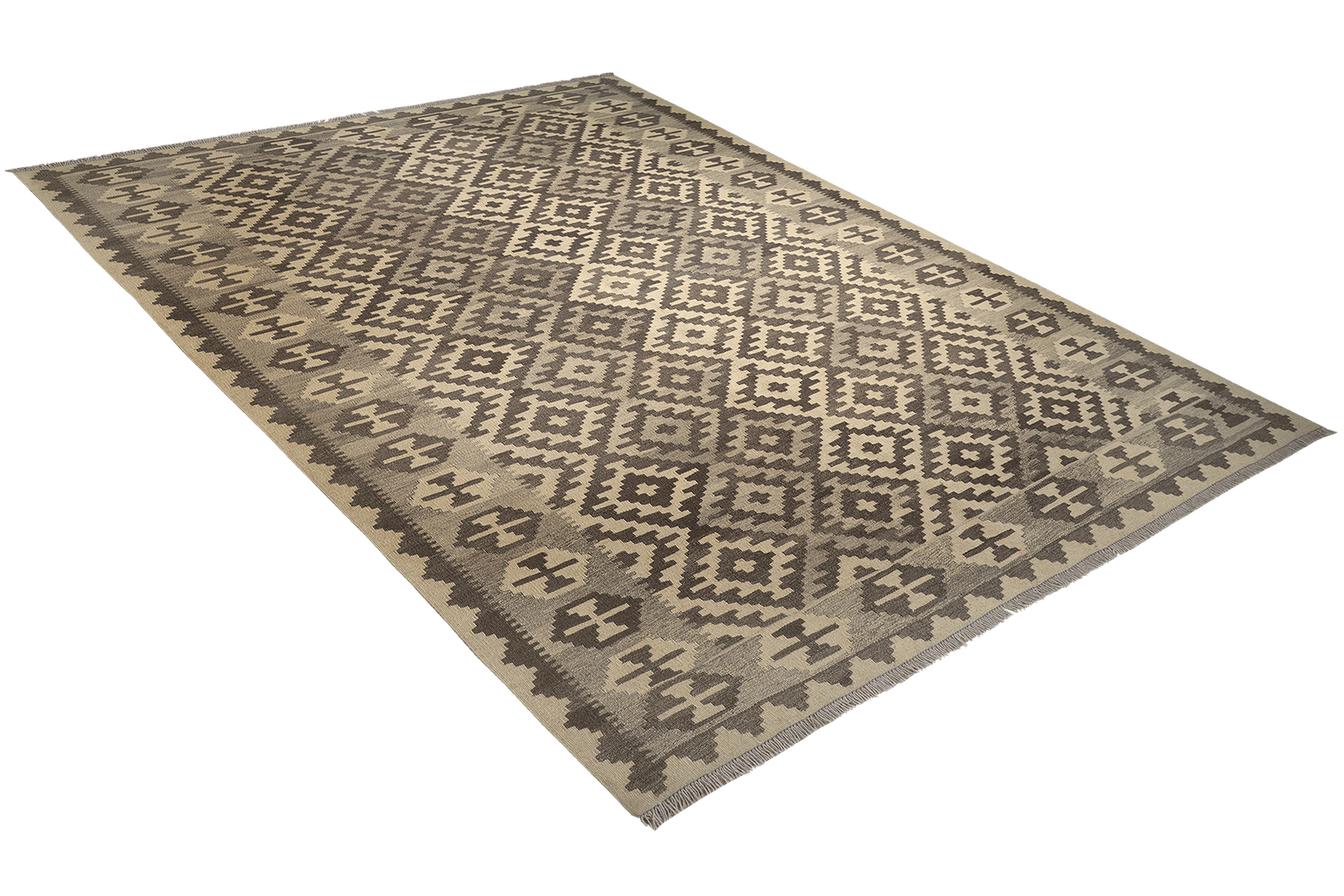 Kelim Gashgai — Handmade, 204x299 cm, Brown, 100% Virgin Wool | View 4