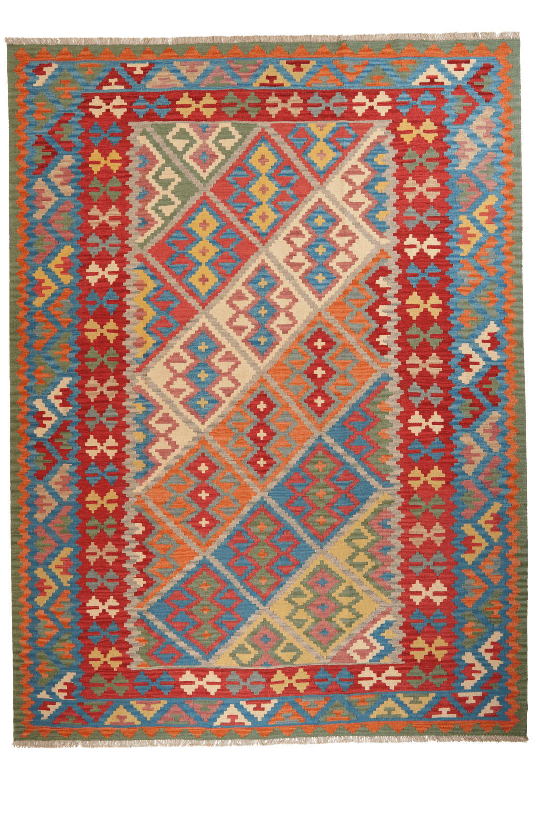 Kelim Gashgai — Handmade, 255x355 cm, Beige, 100% Virgin Wool | Main view
