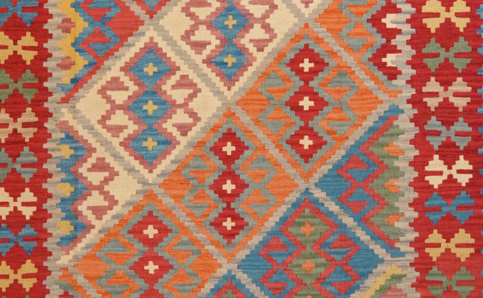 Kelim Gashgai — Handmade, 255x355 cm, Beige, 100% Virgin Wool | View 4