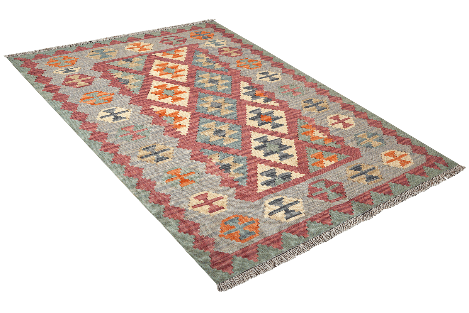 Kelim Gashgai — Handmade, 124x176 cm, Pink, 100% Virgin Wool | View 4