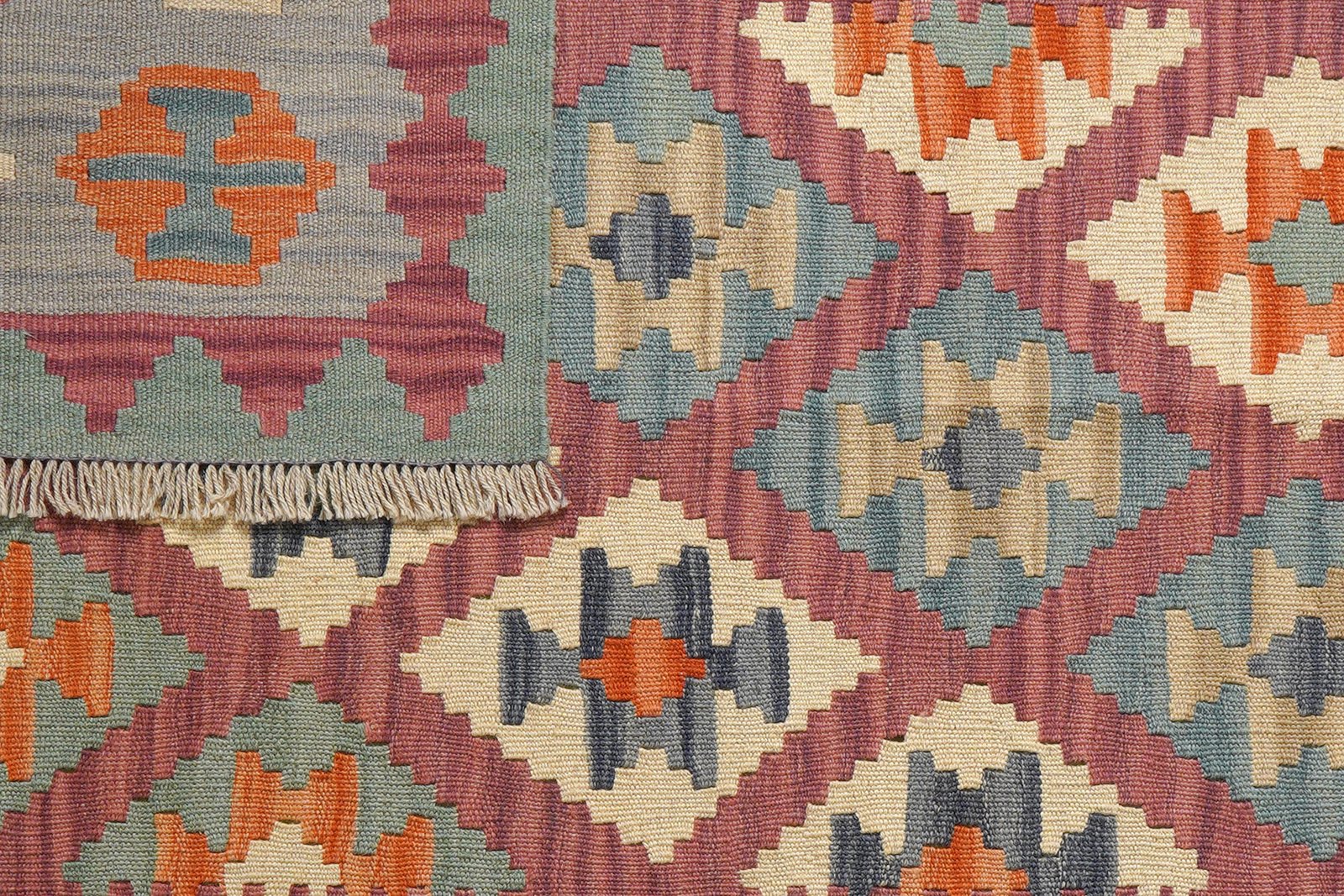 Kelim Gashgai — Handmade, 124x176 cm, Pink, 100% Virgin Wool | View 6