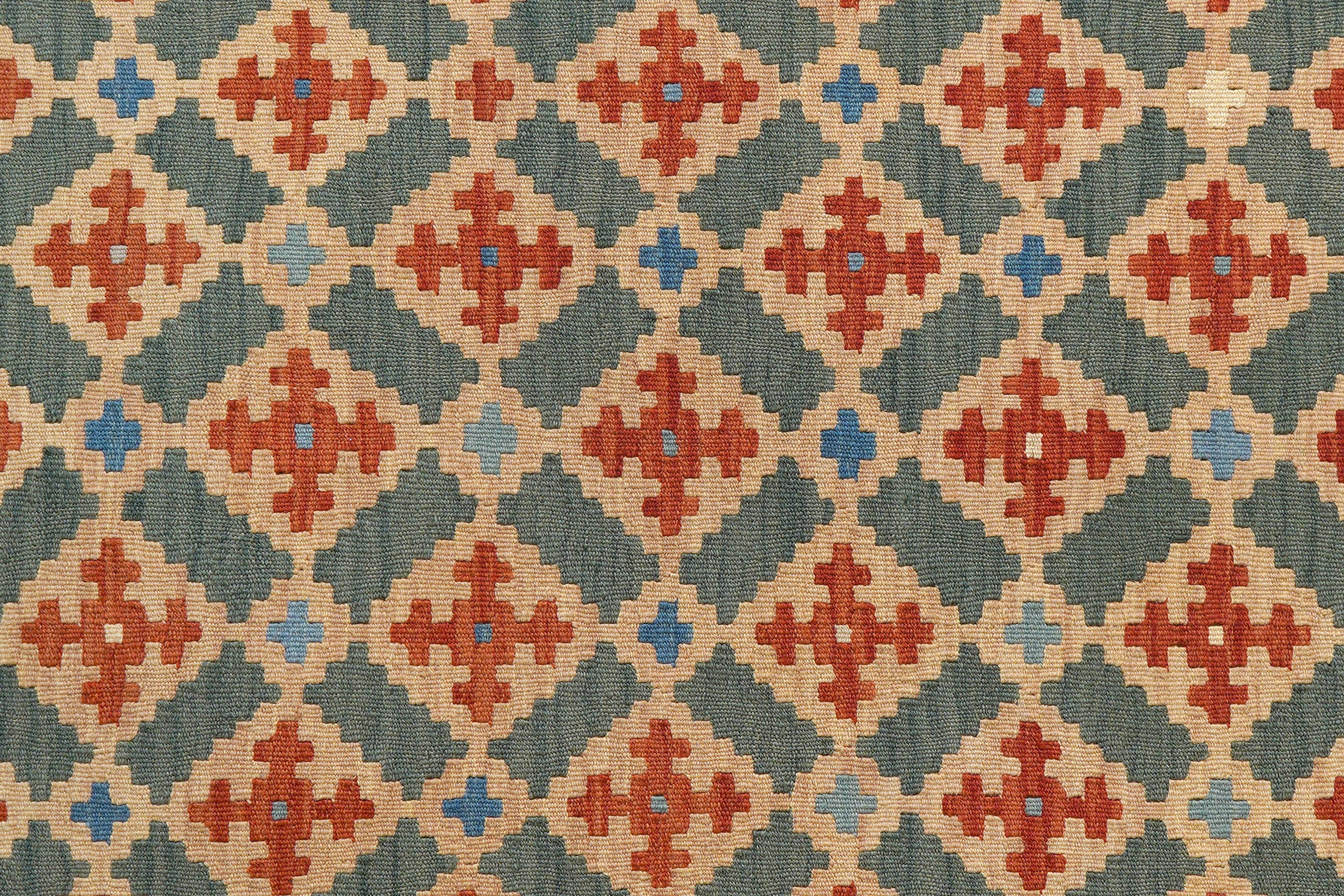 Kelim Gashgai — Handmade, 153x147 cm, Green, 100% Virgin Wool | View 5