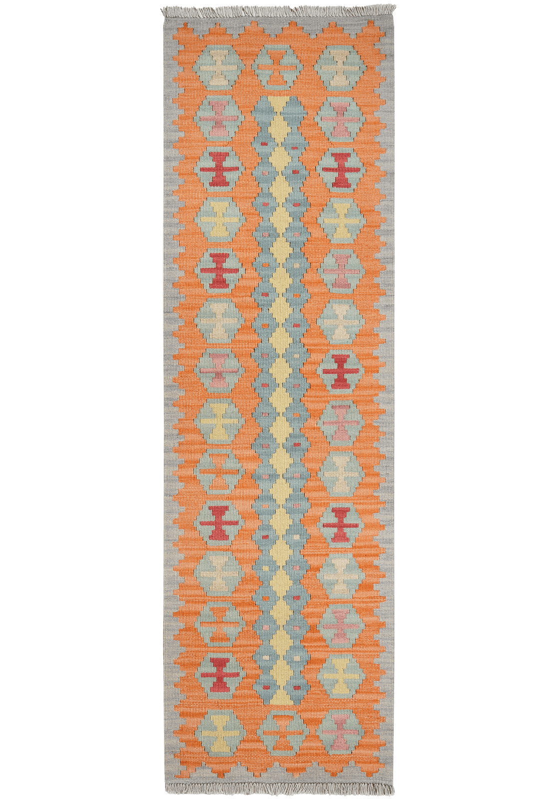 Kelim Gashgai — Handmade, 59x197 cm, Red, 100% Virgin Wool | Main view
