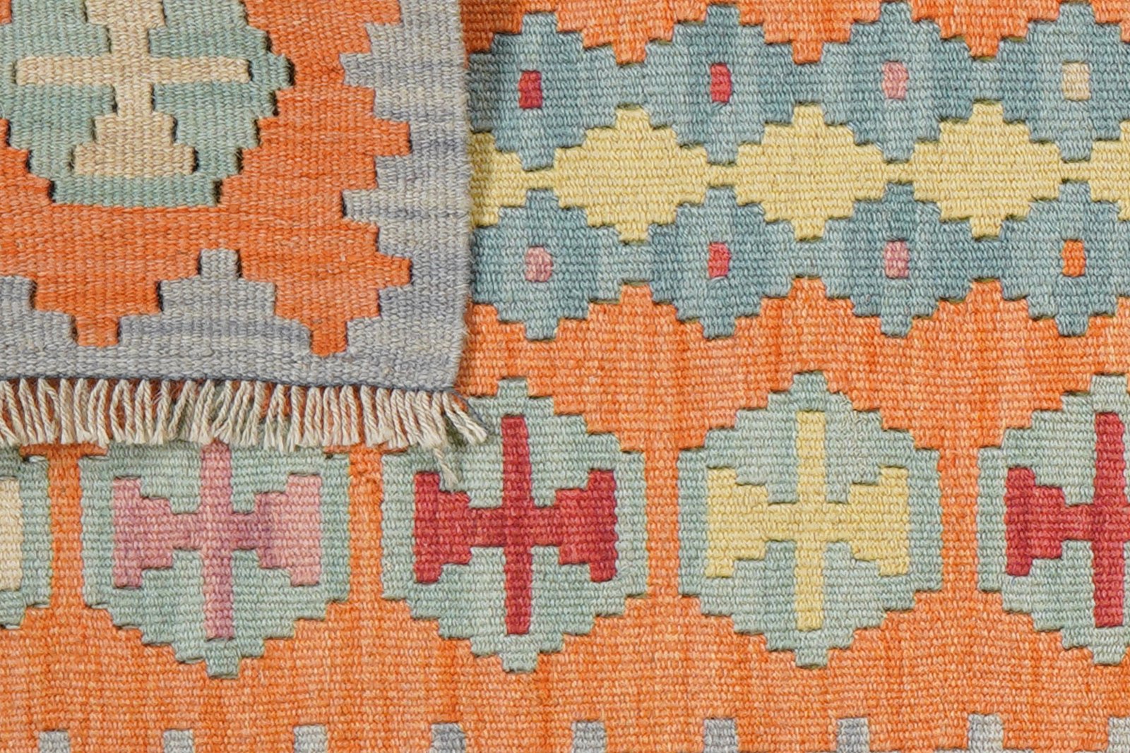Kelim Gashgai — Handmade, 59x197 cm, Red, 100% Virgin Wool | View 6