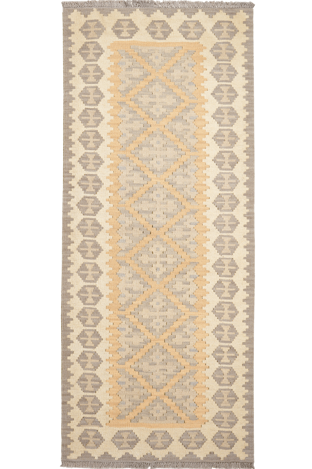 Kelim Gashgai — Handmade, 82x200 cm, Yellow, 100% Virgin Wool | Main view