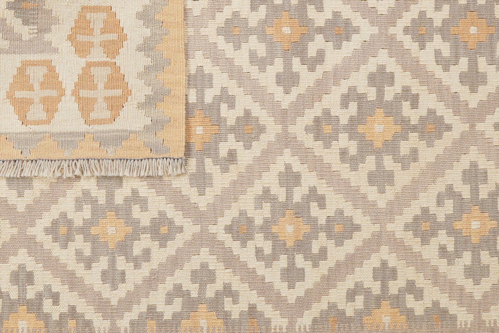Kelim Gashgai — Handmade, 129x182 cm, Grey, 100% Virgin Wool | View 6