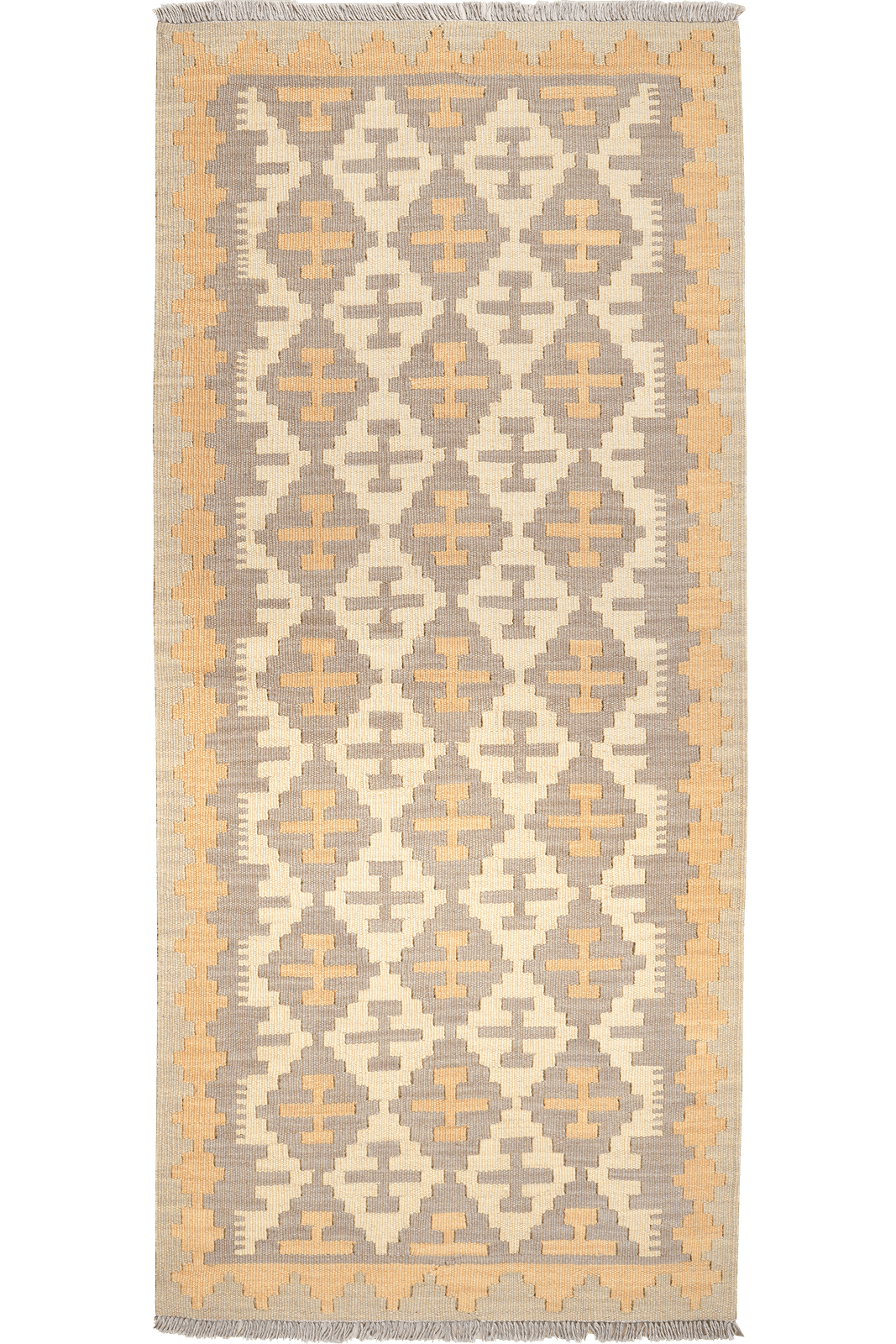 Kelim Gashgai — Handmade, 84x195 cm, Beige, 100% Virgin Wool | Main view