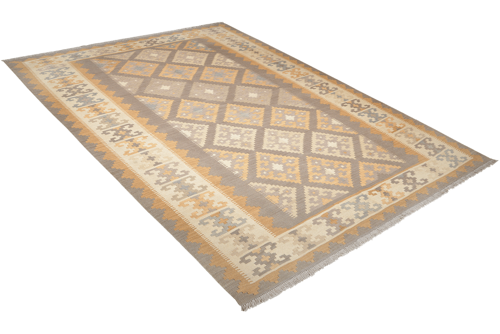 Kelim Gashgai — Handmade, 183x253 cm, Grey, 100% Virgin Wool | View 4
