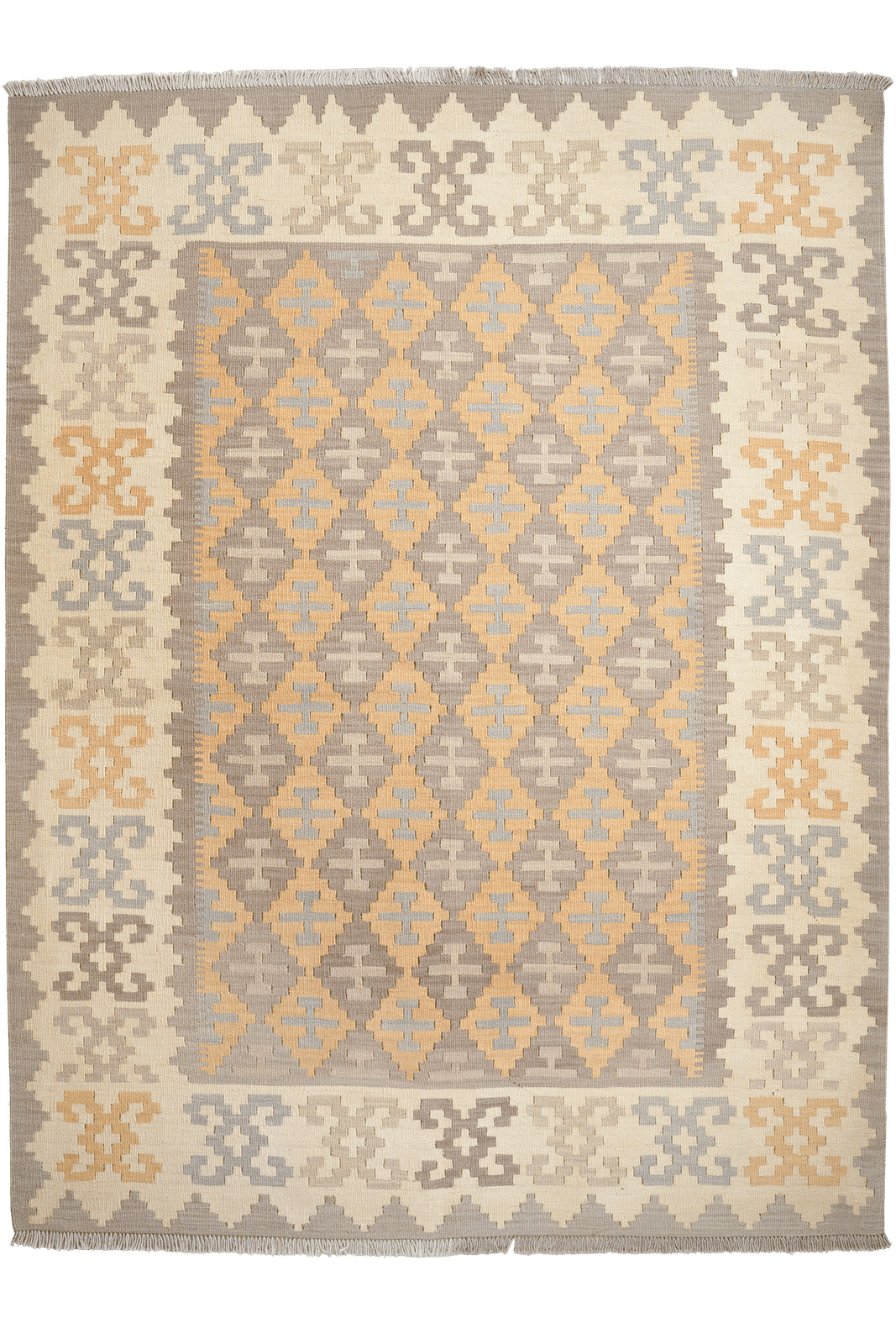 Kelim Gashgai — Handmade, 178x235 cm, Grey, 100% Virgin Wool | Main view