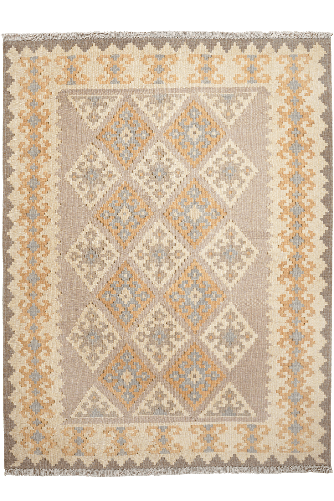 Kelim Gashgai — Handmade, 151x200 cm, Grey, 100% Virgin Wool | Main view