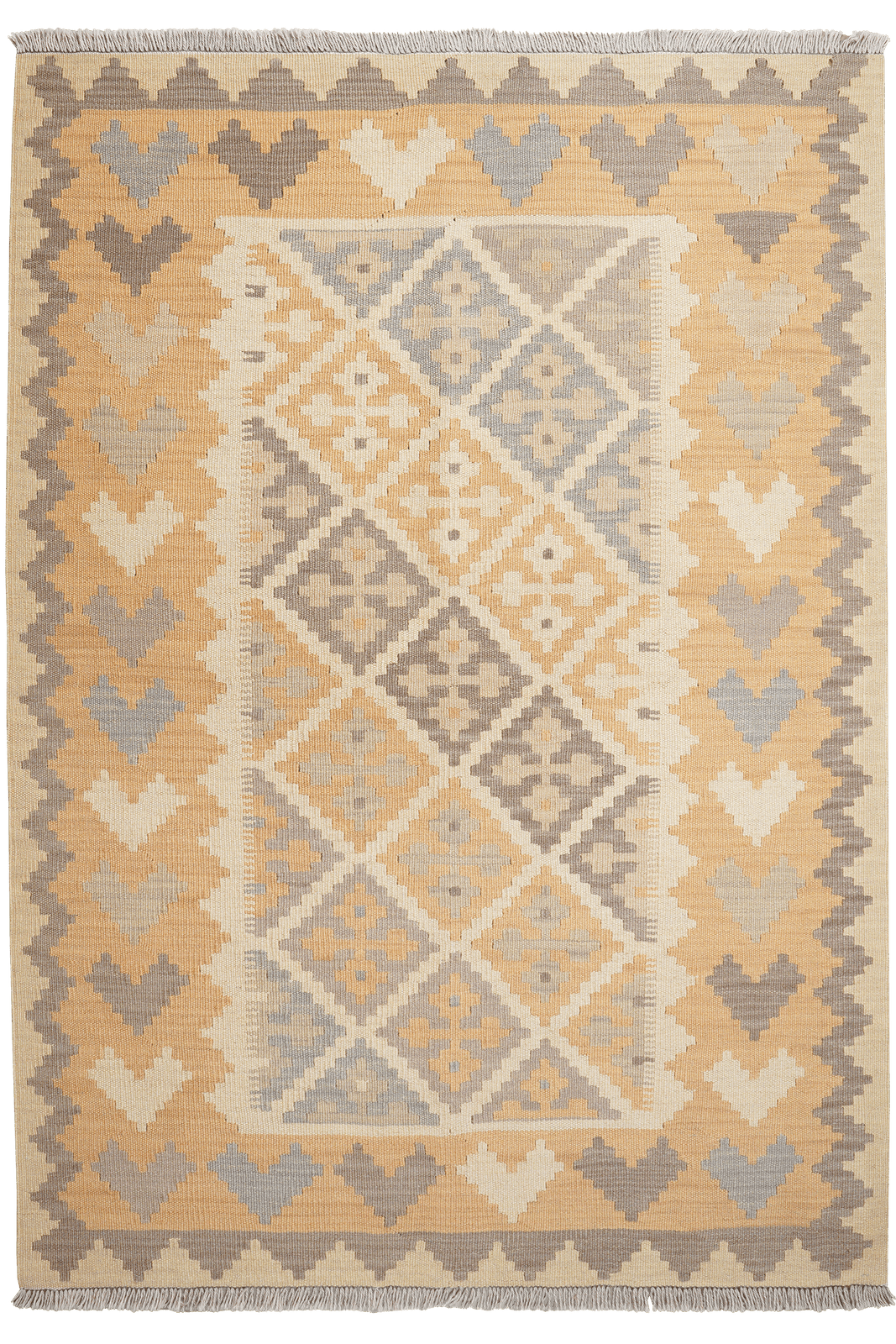 Kelim Gashgai — Handmade, 124x176 cm, Beige, 100% Virgin Wool | Main view