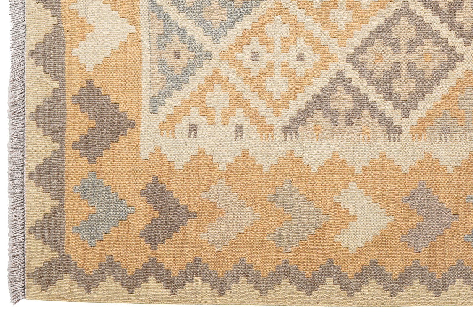 Kelim Gashgai — Handmade, 124x176 cm, Beige, 100% Virgin Wool | View 3