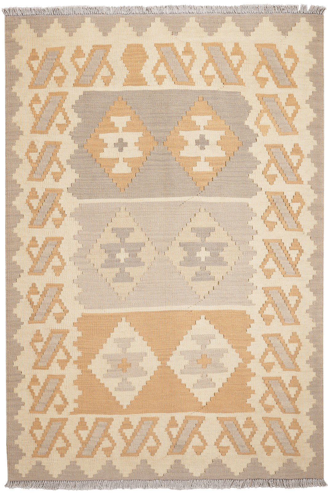 Kelim Gashgai — Handmade, 121x178 cm, Beige, 100% Virgin Wool | Main view