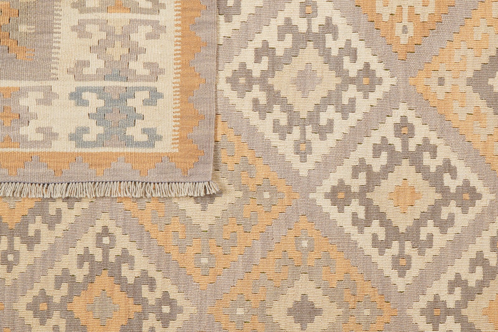 Kelim Gashgai — Handmade, 186x243 cm, Grey, 100% Virgin Wool | View 6