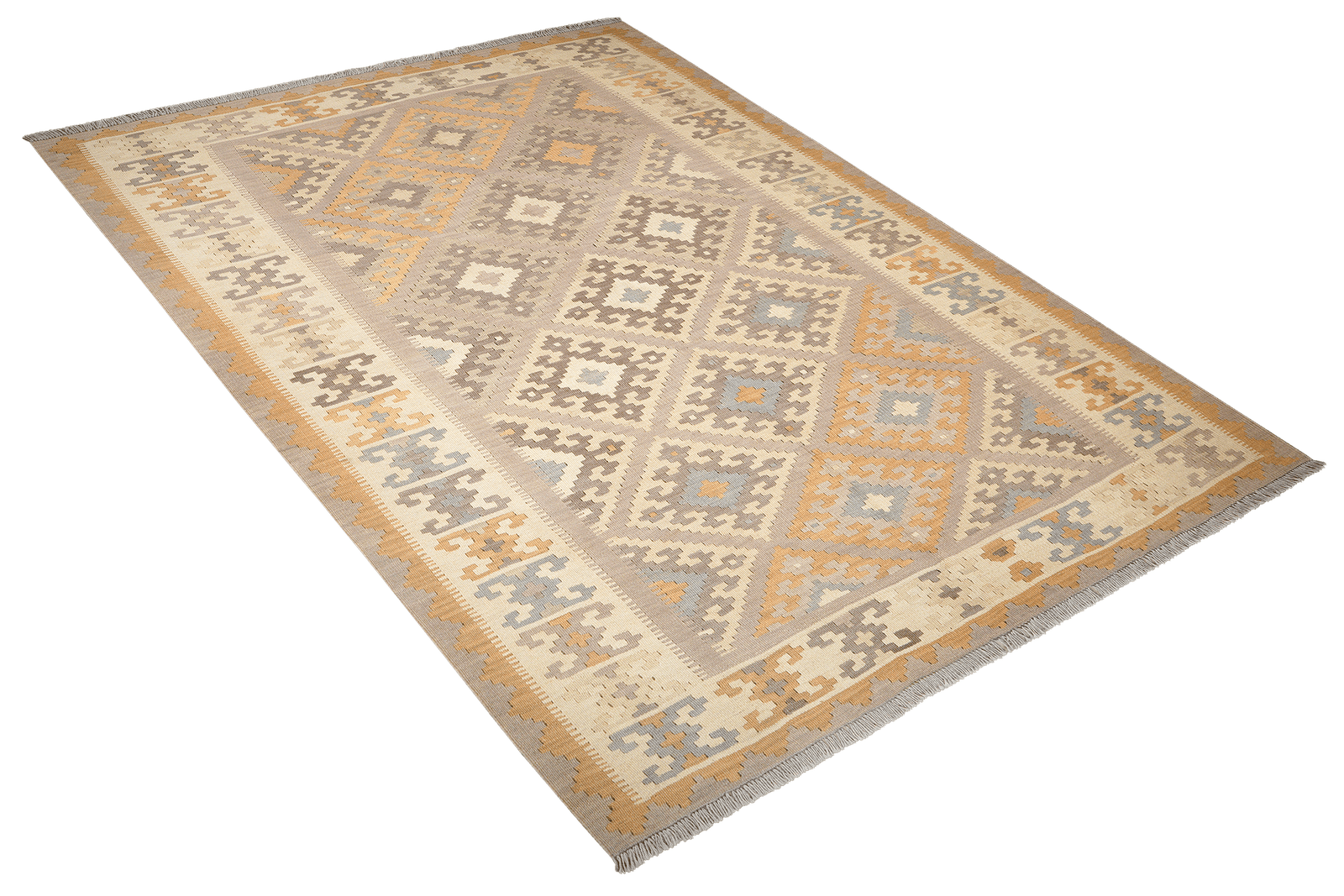 Kelim Gashgai — Handmade, 182x246 cm, Grey, 100% Virgin Wool | View 4