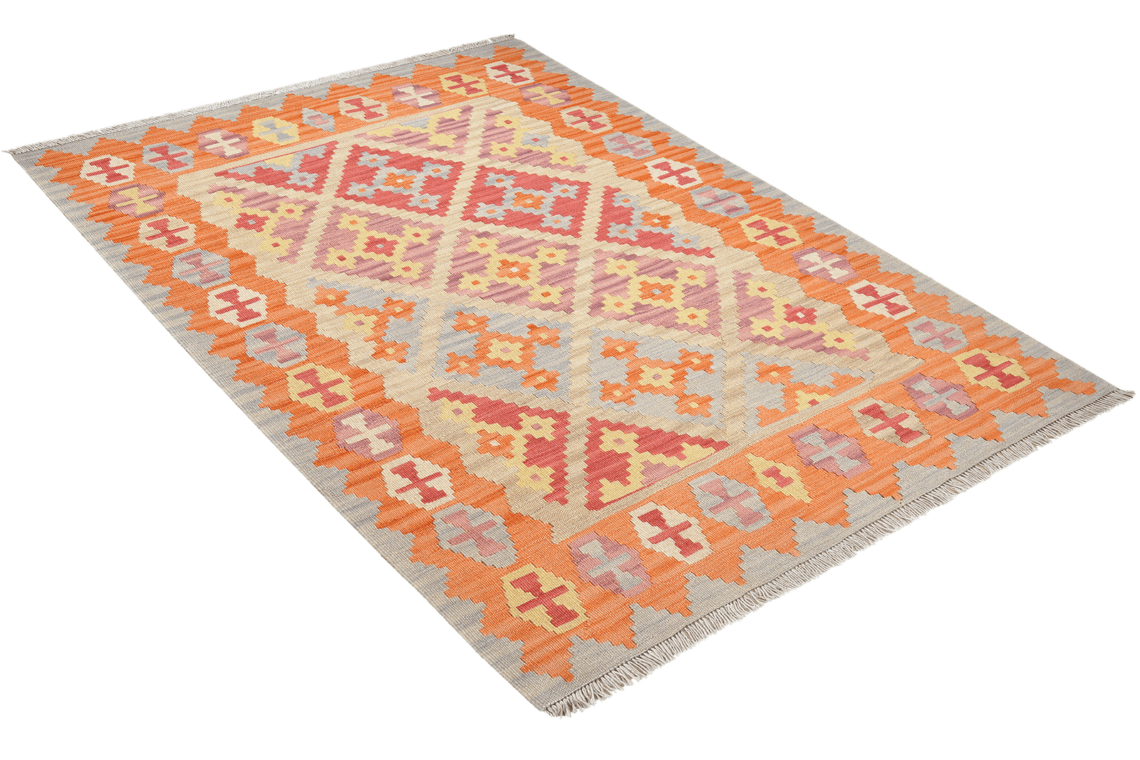 Kelim Gashgai — Handmade, 129x170 cm, Beige, 100% Virgin Wool | View 4