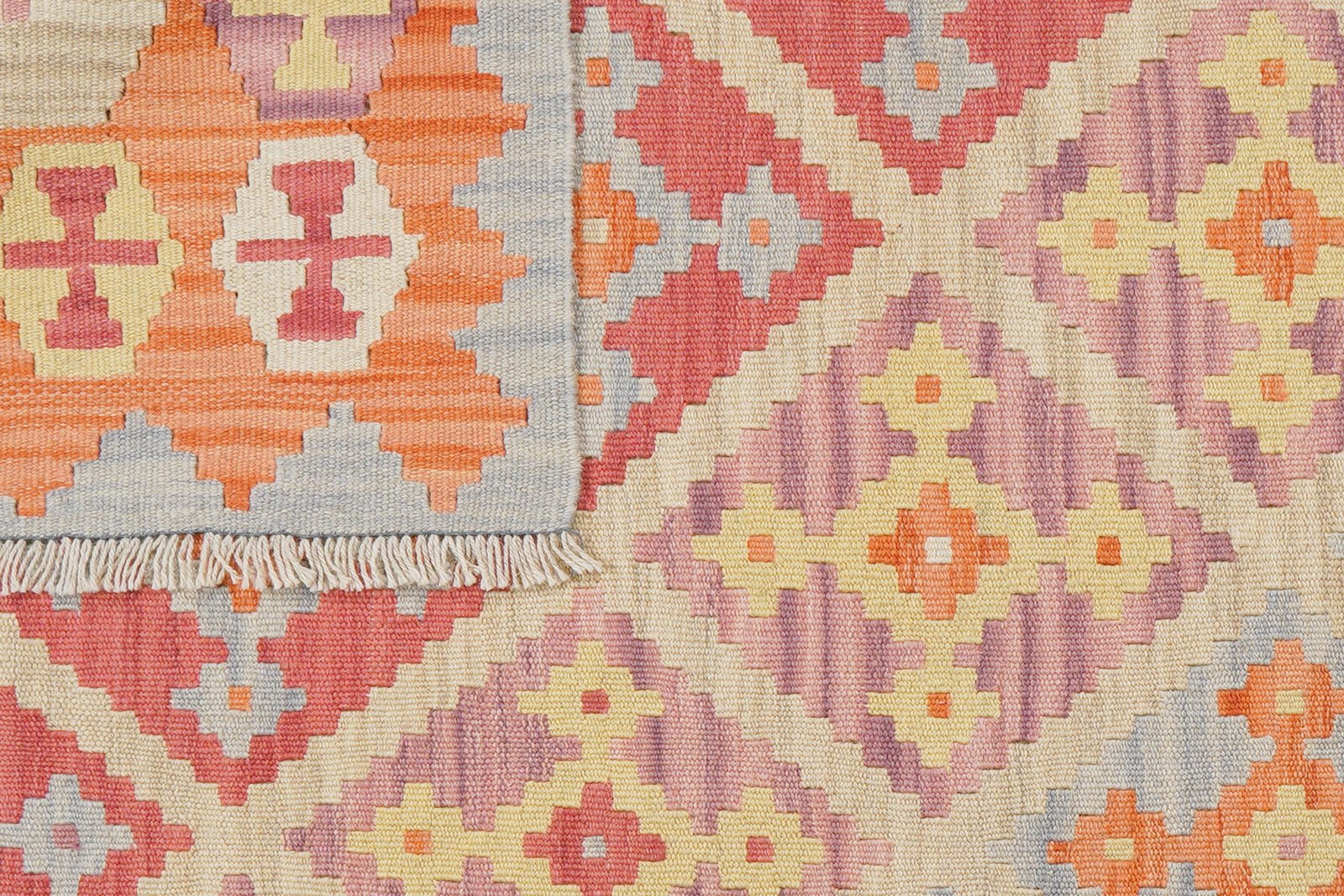 Kelim Gashgai — Handmade, 129x170 cm, Beige, 100% Virgin Wool | View 6