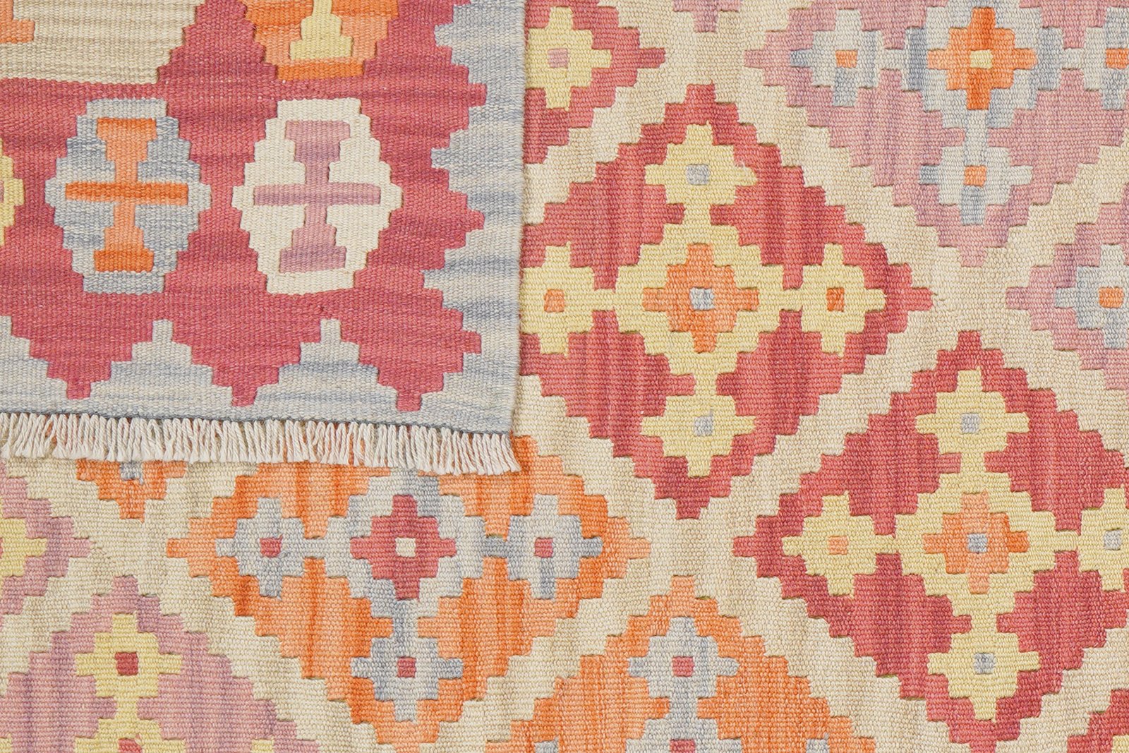 Kelim Gashgai — Handmade, 132x170 cm, Beige, 100% Virgin Wool | View 6