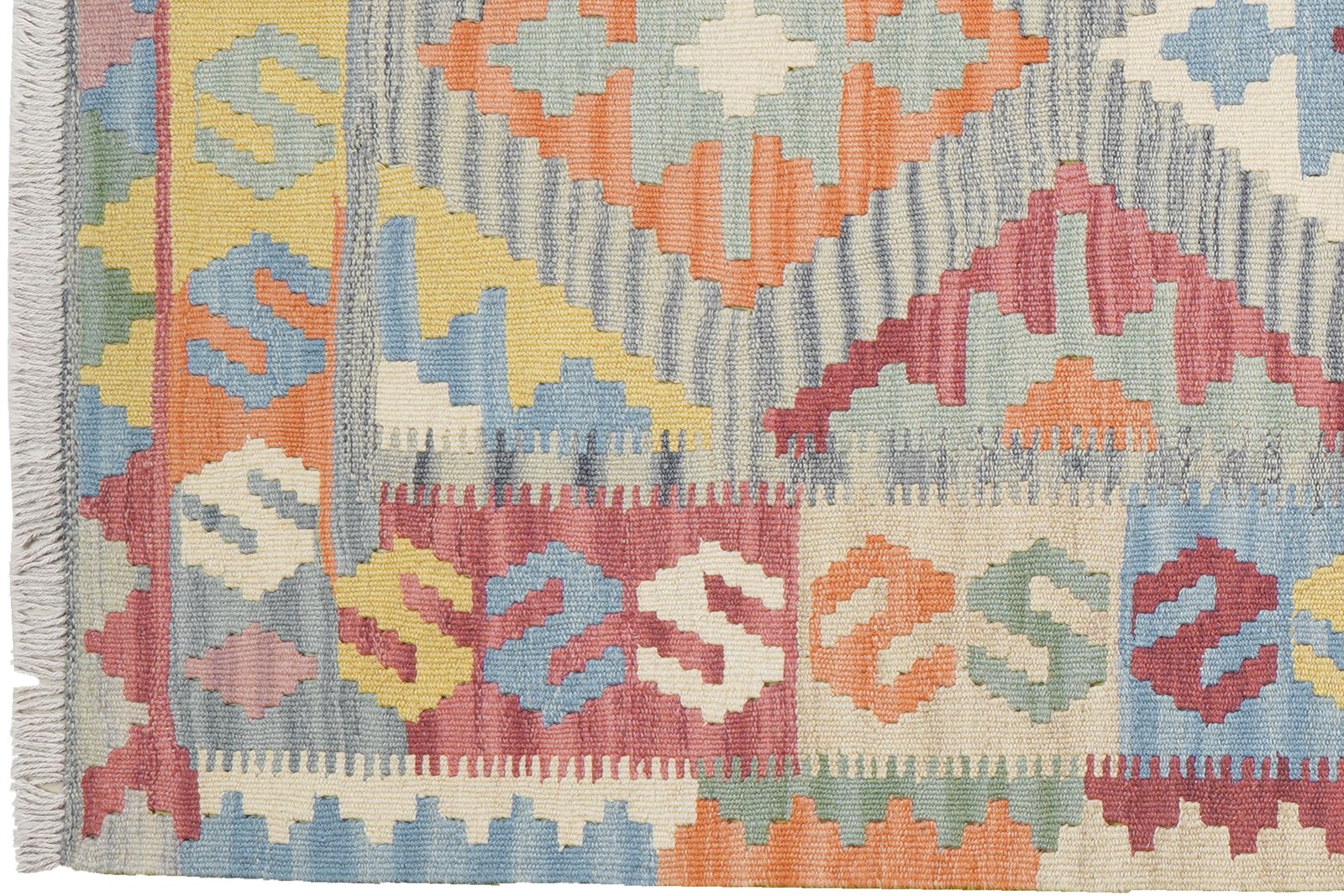 Kelim Gashgai — Handmade, 105x154 cm, Grey, 100% Virgin Wool | View 3