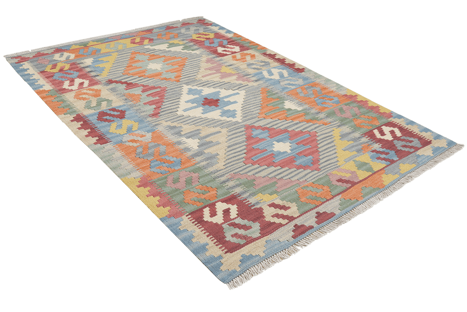 Kelim Gashgai — Handmade, 105x154 cm, Grey, 100% Virgin Wool | View 4