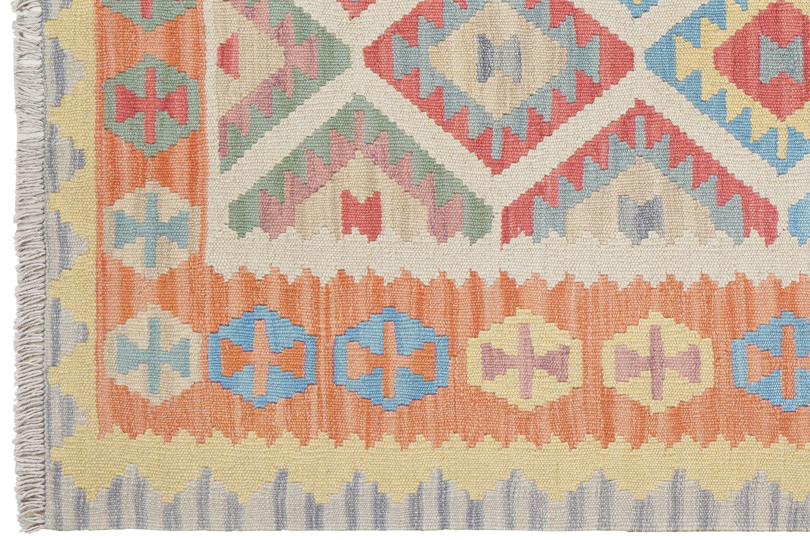 Kelim Gashgai — Handmade, 126x182 cm, Beige, 100% Virgin Wool | View 3