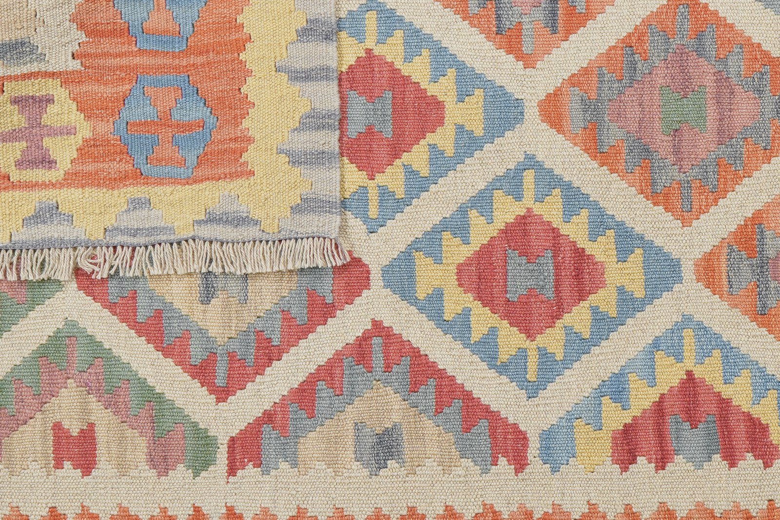 Kelim Gashgai — Handmade, 126x182 cm, Beige, 100% Virgin Wool | View 6