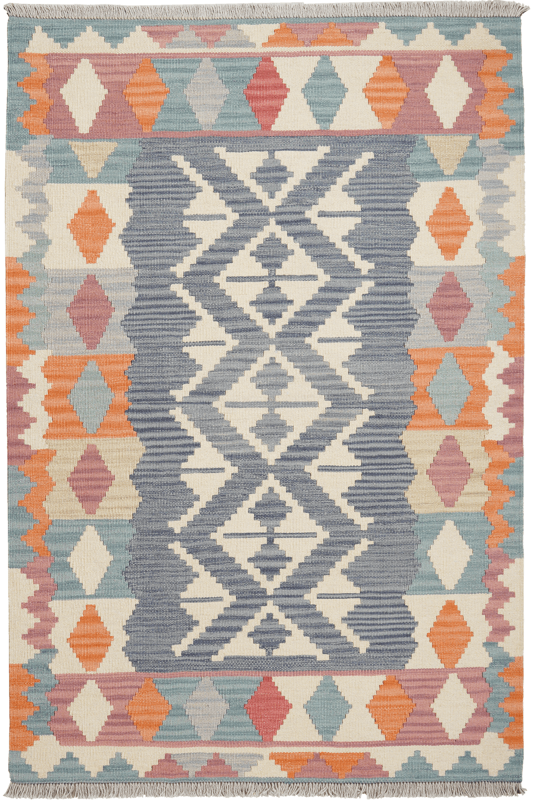 Kelim Gashgai — Handmade, 103x153 cm, Blue, 100% Virgin Wool | Main view