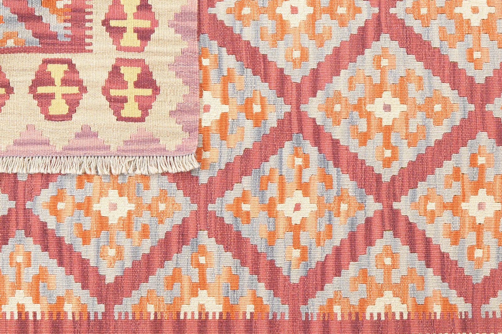 Kelim Gashgai — Handmade, 127x184 cm, Red, 100% Virgin Wool | View 6