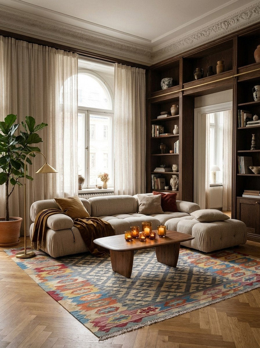 Kelim Gashgai — Handgefertigt, 250x177 cm, Bunt, 100% Virgin Wool | Back view