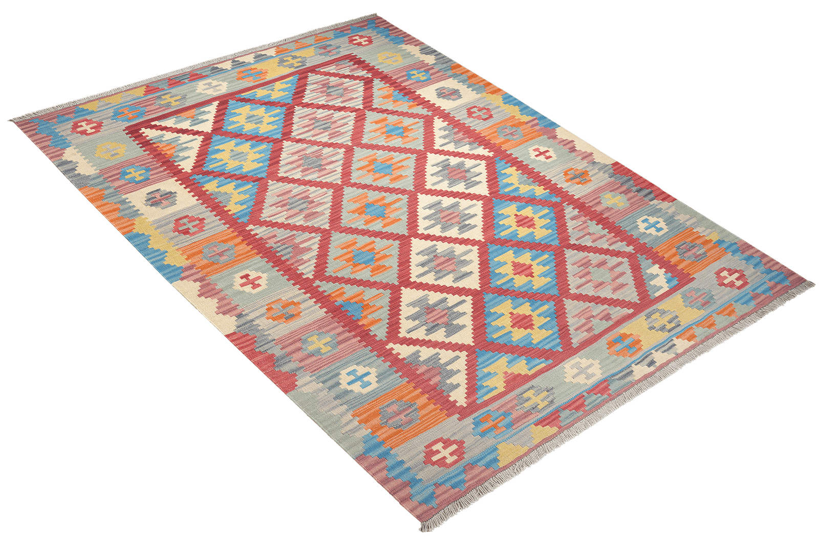 Kelim Gashgai — Handmade, 173x237 cm, Red, 100% Virgin Wool | View 4