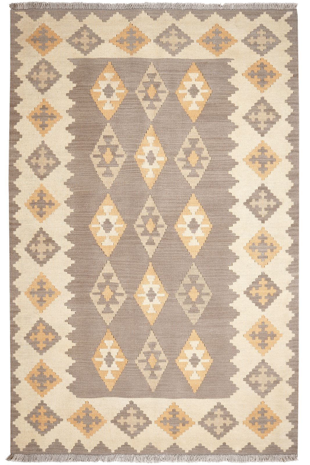 Kelim Gashgai — Handmade, 121x190 cm, Grey, 100% Virgin Wool | Main view