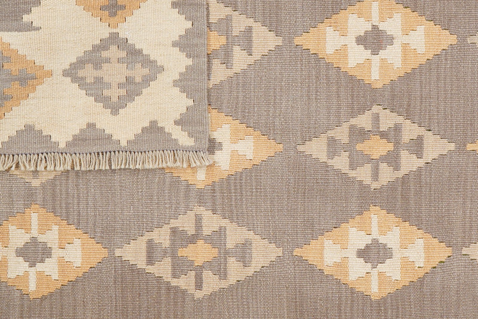 Kelim Gashgai — Handmade, 121x190 cm, Grey, 100% Virgin Wool | View 6