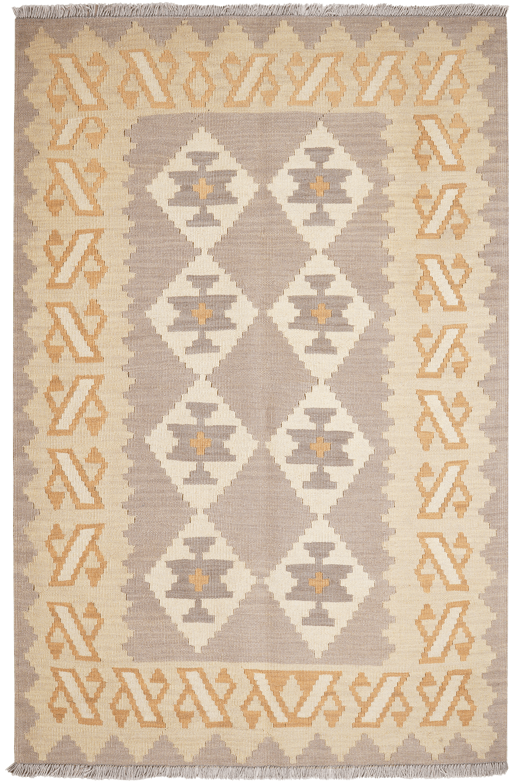 Kelim Gashgai — Handmade, 121x184 cm, Grey, 100% Virgin Wool | Main view
