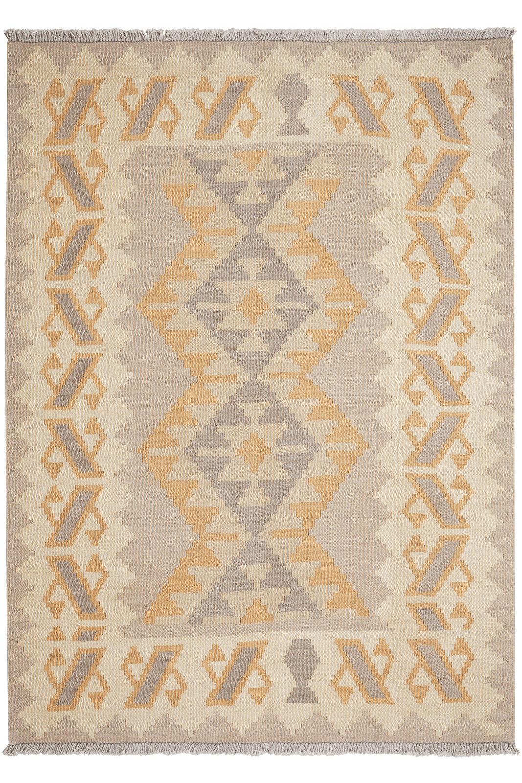 Kelim Gashgai — Handmade, 123x174 cm, Grey, 100% Virgin Wool | Main view