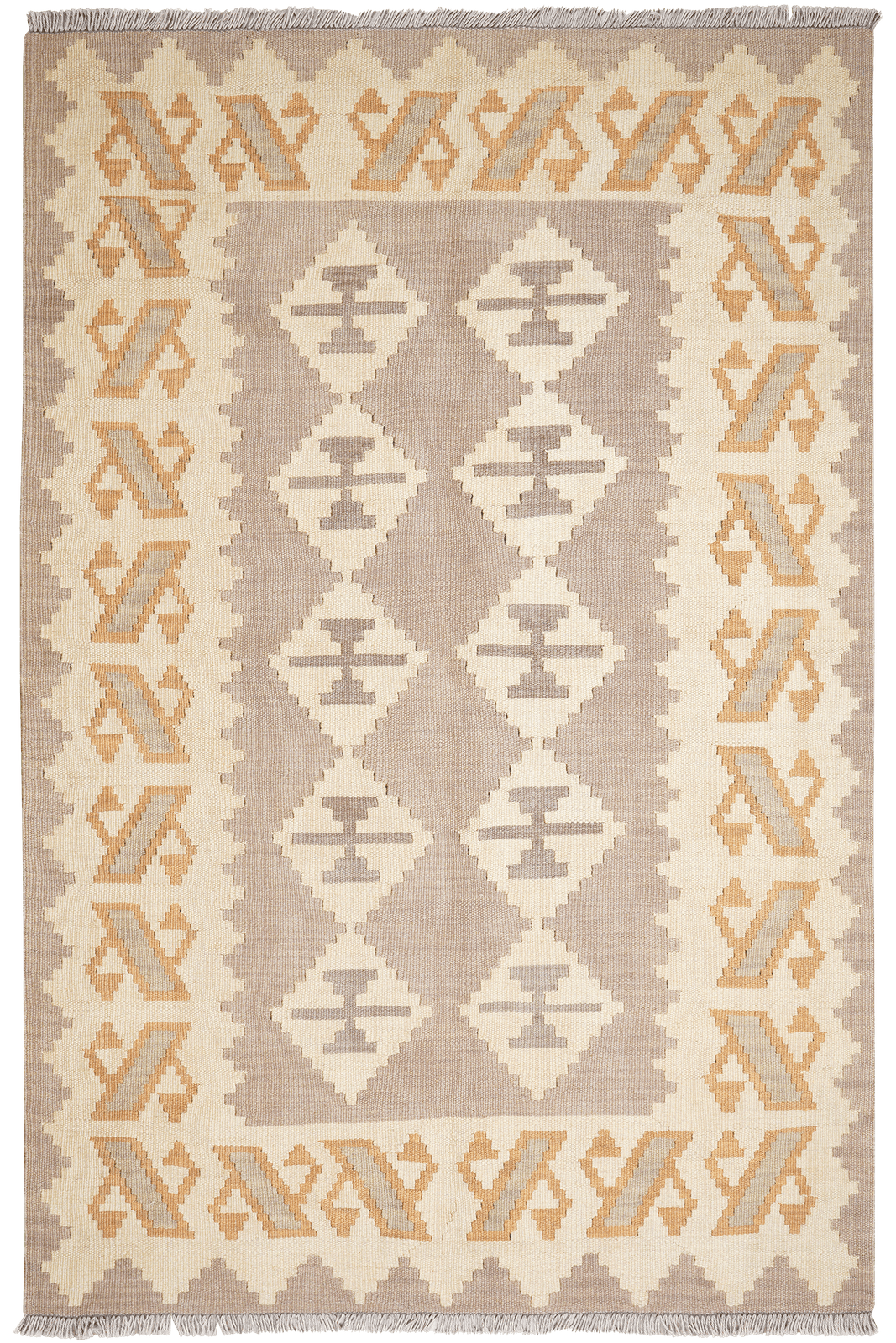 Kelim Gashgai — Handmade, 119x185 cm, Grey, 100% Virgin Wool | Main view
