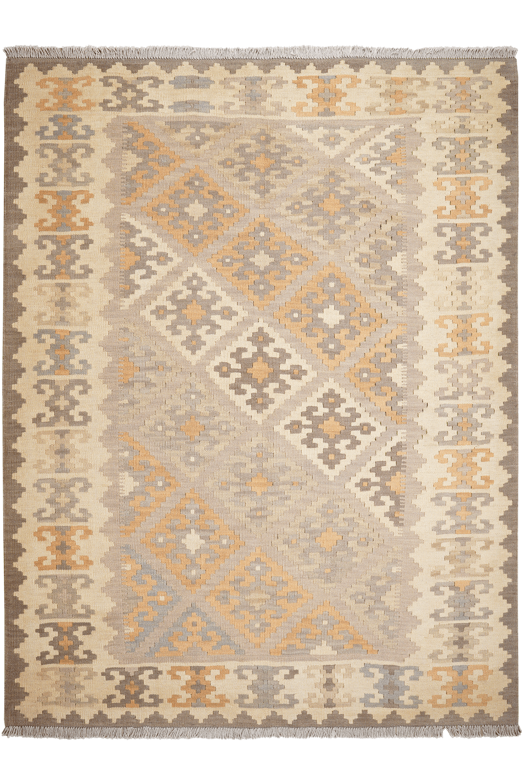 Kelim Gashgai — Handmade, 162x207 cm, Grey, 100% Virgin Wool | Main view
