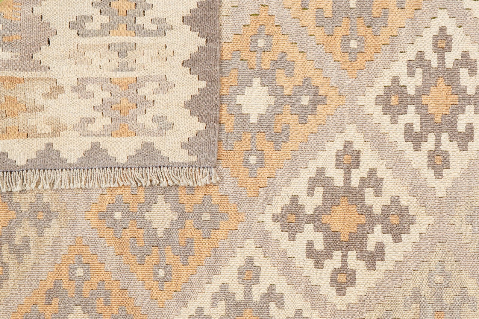Kelim Gashgai — Handmade, 162x207 cm, Grey, 100% Virgin Wool | View 6