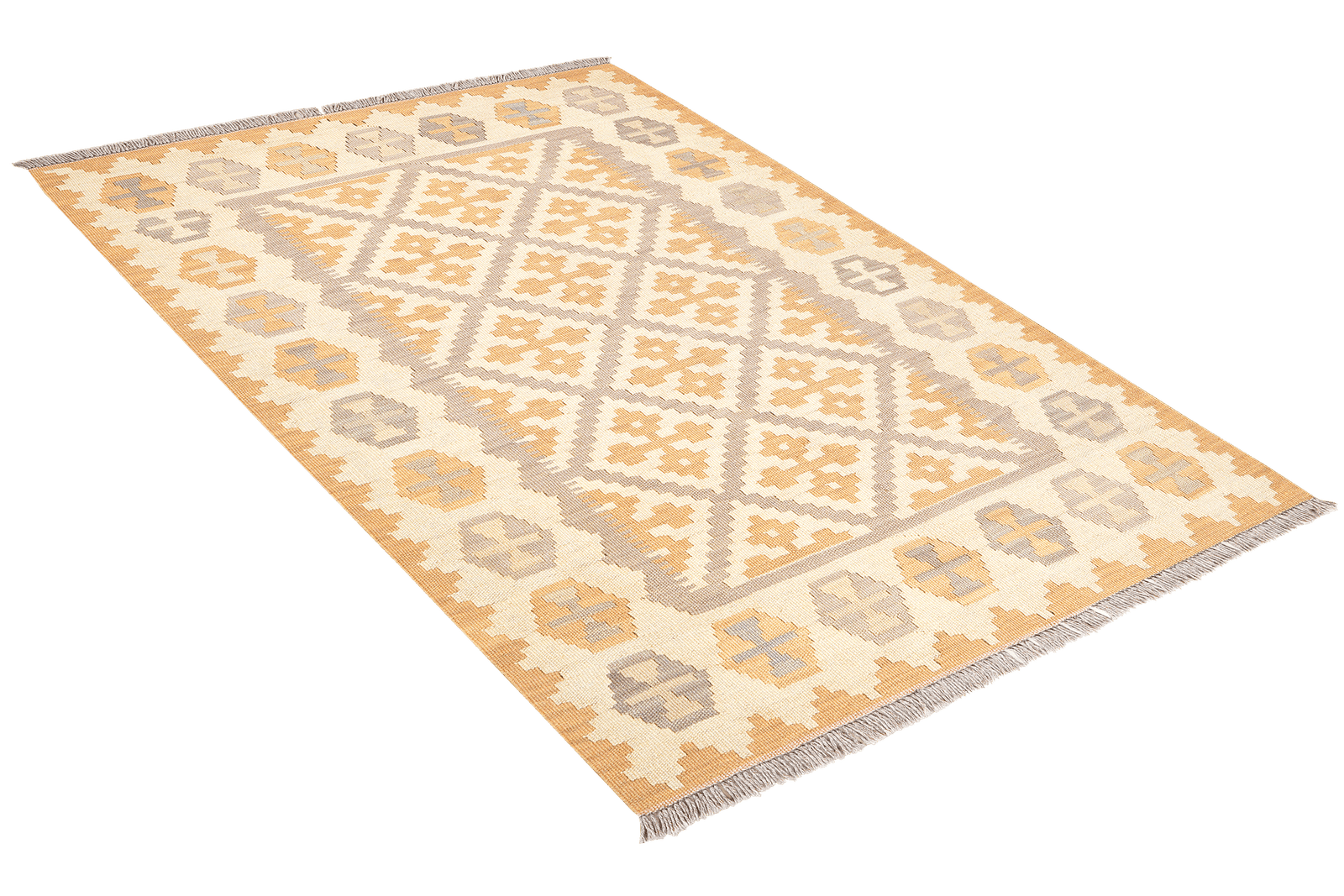 Kelim Gashgai — Handmade, 106x150 cm, Grey, 100% Virgin Wool | View 4
