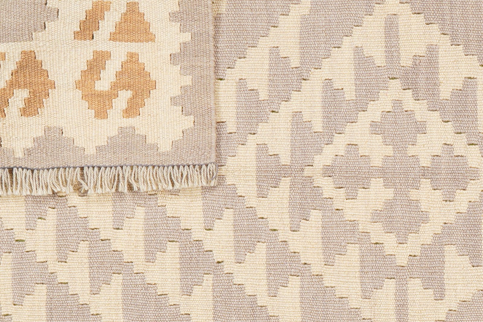 Kelim Gashgai — Handmade, 101x147 cm, Grey, 100% Virgin Wool | View 6