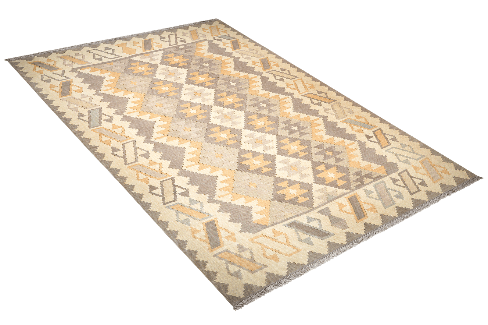 Kelim Gashgai — Handmade, 201x285 cm, Beige, 100% Virgin Wool | View 4