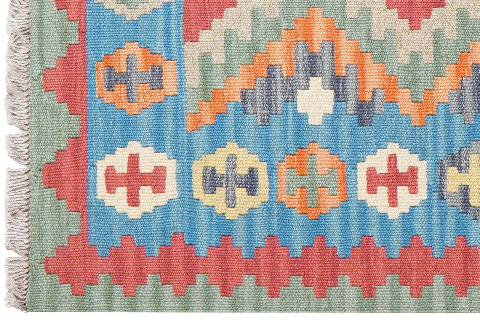 Kelim Gashgai — Handmade, 78x121 cm, Blue, 100% Virgin Wool | View 3