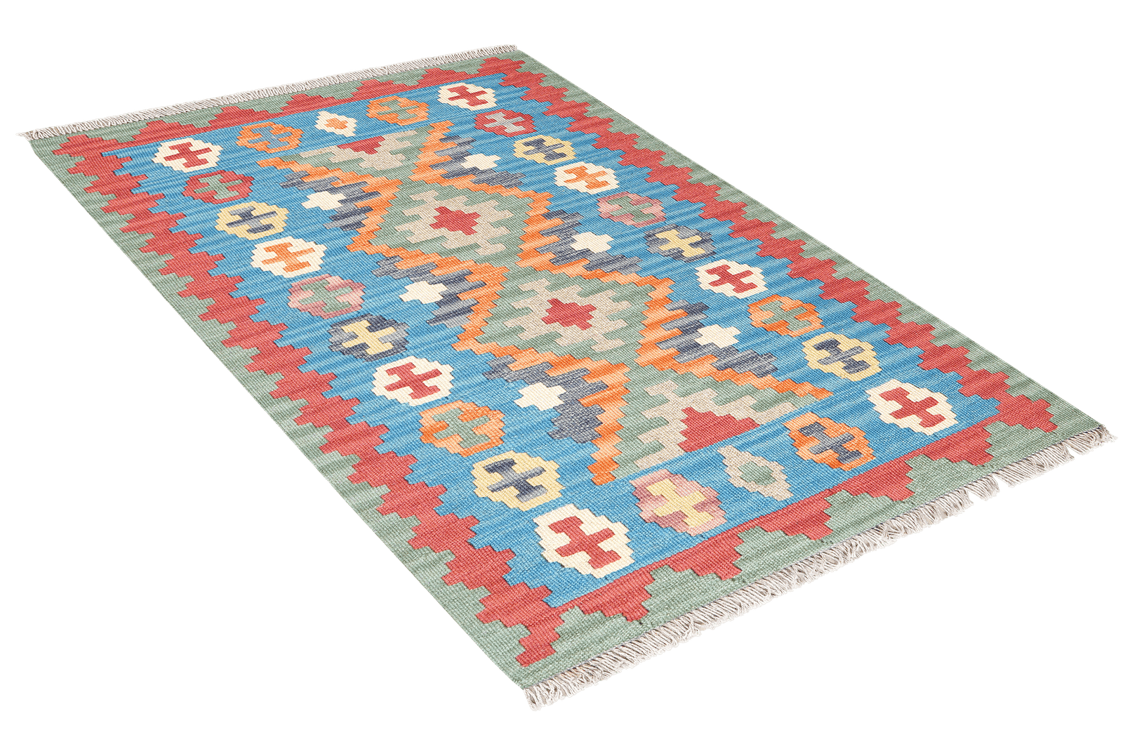 Kelim Gashgai — Handmade, 78x121 cm, Blue, 100% Virgin Wool | View 4