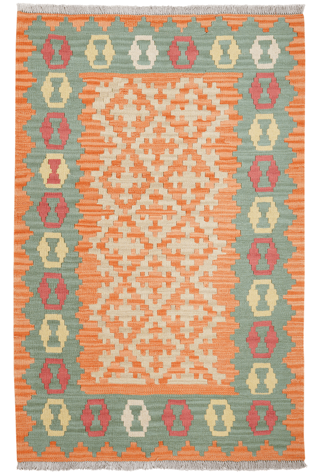 Kelim Gashgai — Handmade, 105x162 cm, Beige, 100% Virgin Wool | Main view