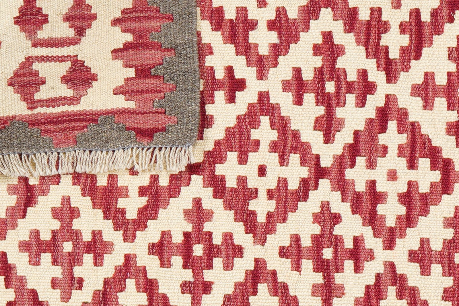 Kelim Gashgai — Handmade, 103x147 cm, Beige, 100% Virgin Wool | View 6
