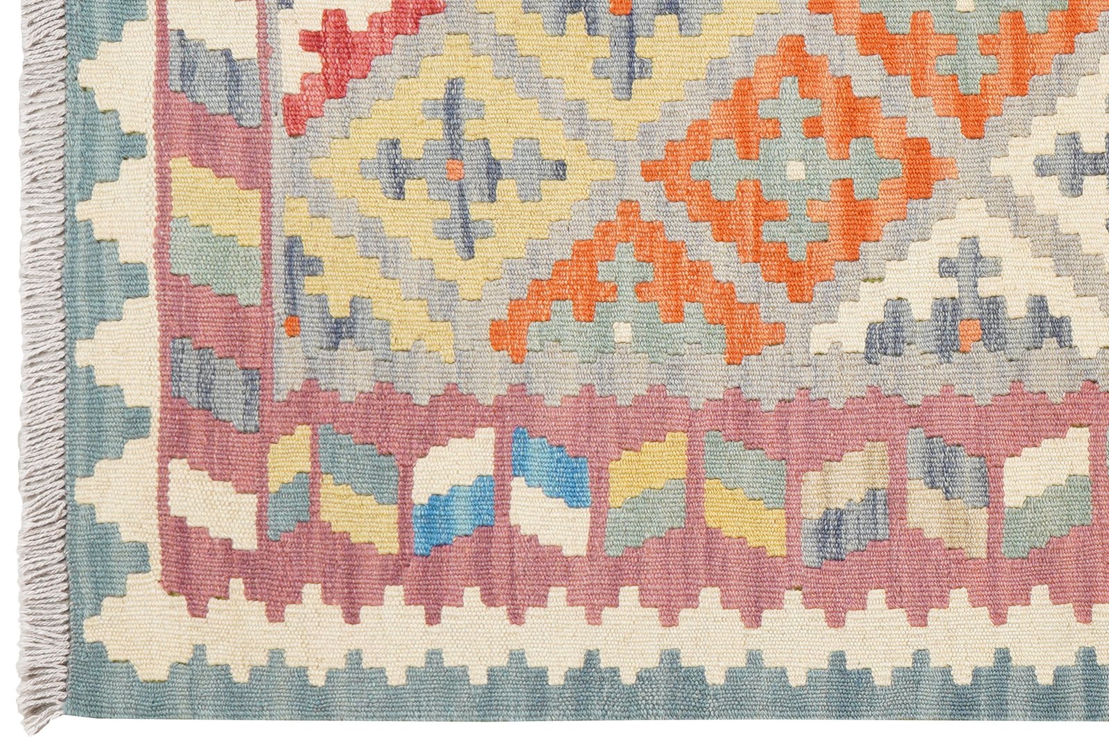 Kelim Gashgai — Handmade, 105x153 cm, Grey, 100% Virgin Wool | View 3