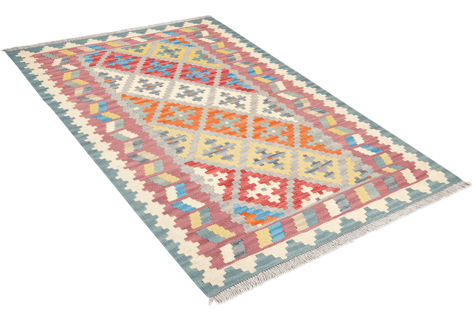 Kelim Gashgai — Handmade, 105x153 cm, Grey, 100% Virgin Wool | View 4