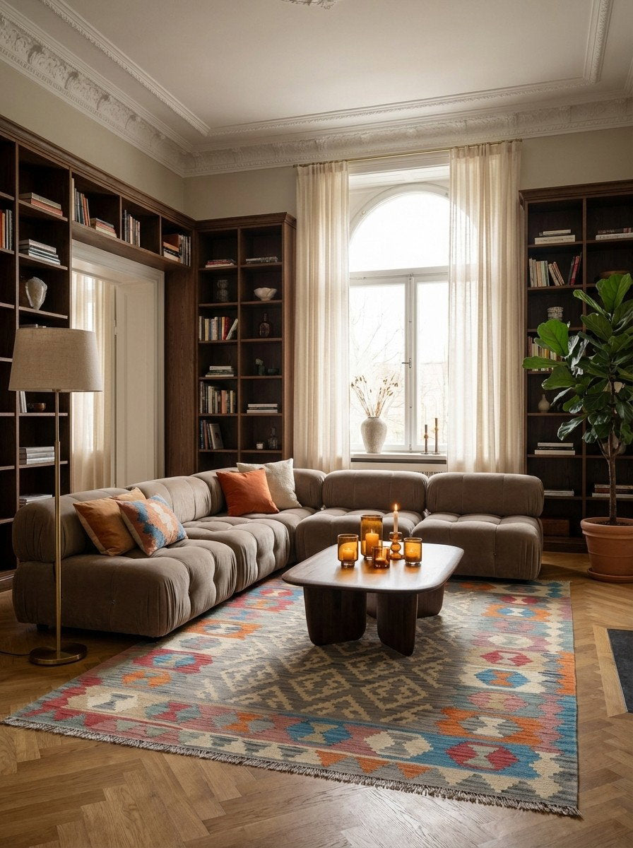 Kelim Gashgai — Handgefertigt, 238x168 cm, Bunt, 100% Virgin Wool | Back view