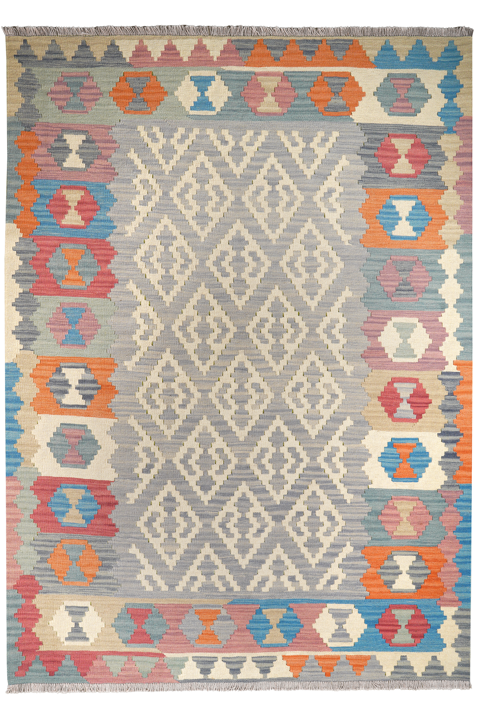 Kelim Gashgai — Handgefertigt, 238x168 cm, Bunt, 100% Virgin Wool | Main view