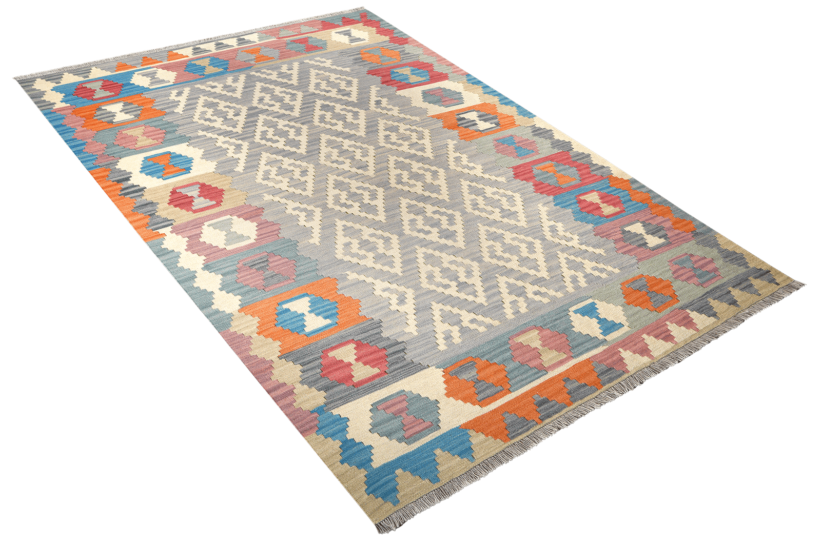 Kelim Gashgai — Handmade, 168x238 cm, Grey, 100% Virgin Wool | View 4