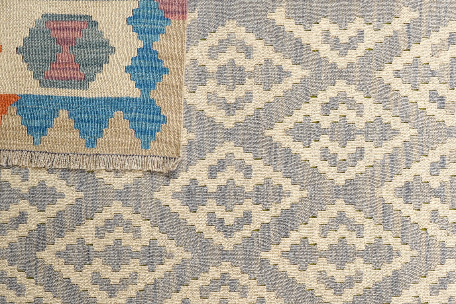 Kelim Gashgai — Handmade, 168x238 cm, Grey, 100% Virgin Wool | View 6